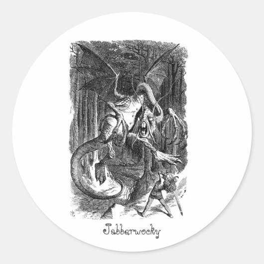 De Jabberwocky Ronde Sticker (Voorkant)