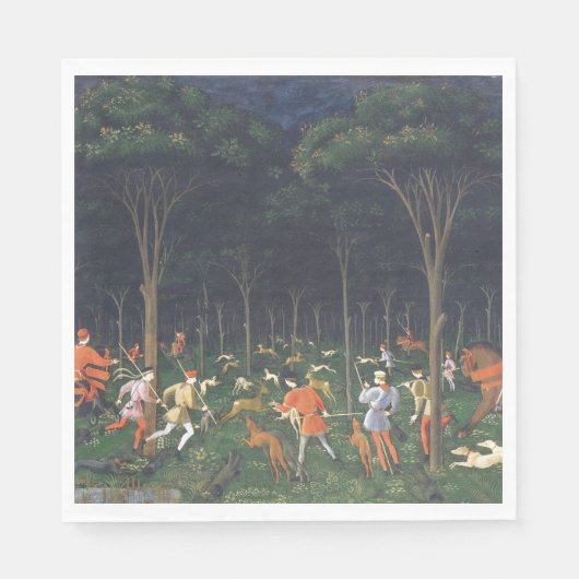 De Jacht in het bos (door Paolo Uccello) Servet (Voorkant)