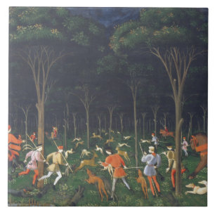 De Jacht in het bos (door Paolo Uccello) Tegeltje