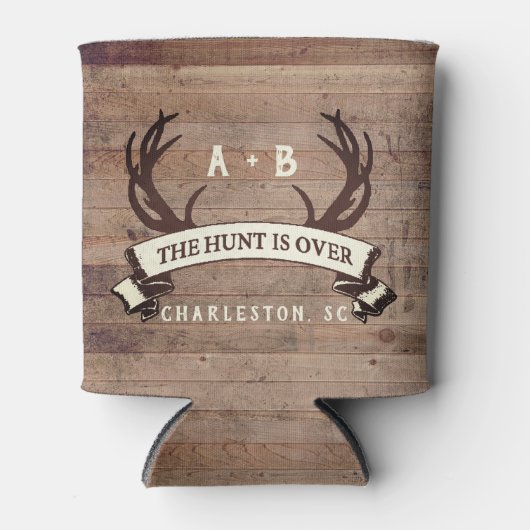 De jacht is over aangepaste rustieke Antler bruilo Blikjeskoeler (Voorkant)