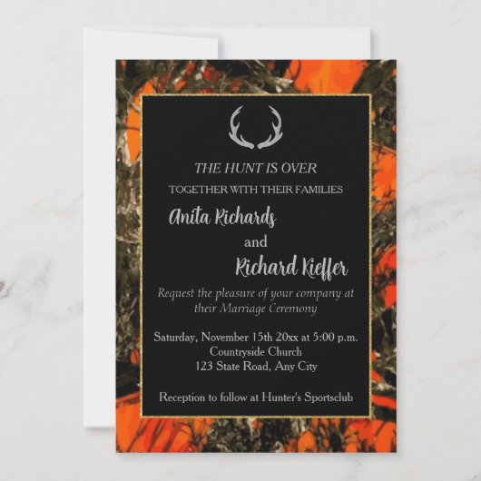 De jacht is over camouflage bruiloft uitnodiging (Voorkant)