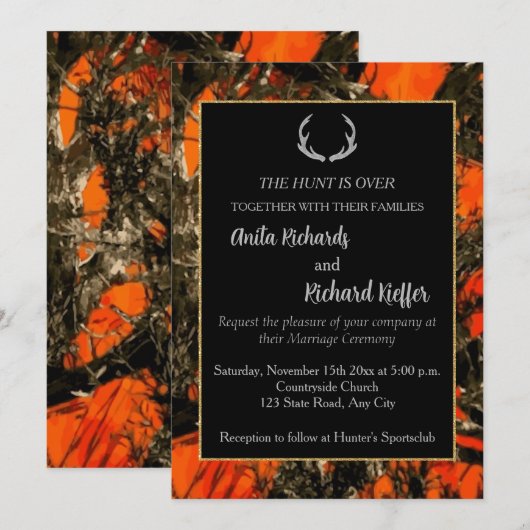 De jacht is over camouflage bruiloft uitnodiging (Voorkant / Achterkant)