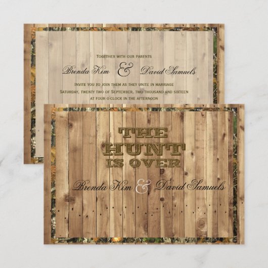 De jacht is over de uitnodiging tot het huwelijk v (Voorkant / Achterkant)