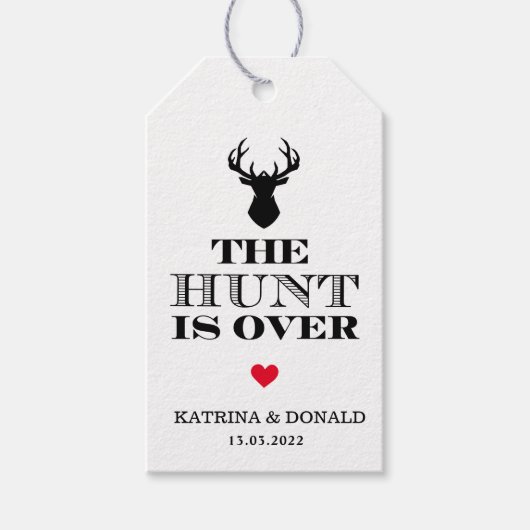 De jacht is over het Rustic Country Weddenschap Cadeaulabel (Voorkant)