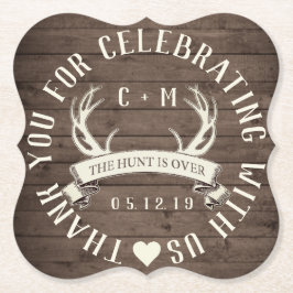 De jacht is over huwelijksgunst gepersonaliseerd kartonnen onderzetters