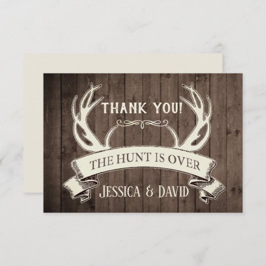 De jacht is over rustieke Barnwood dank je Bedankkaart (Voorkant / Achterkant)