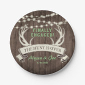 De jacht is over rustieke verlovingsfeest papieren bordje (Voorkant)