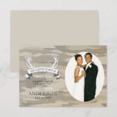 "De jacht is voorbij" Camo trouwfoto dank u Bedankkaart (Voorkant / Achterkant)