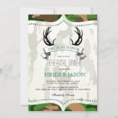 "De jacht is voorbij" Rustic Camo repesal Dinner Kaart (Voorkant)