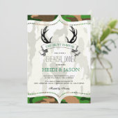 "De jacht is voorbij" Rustic Camo repesal Dinner Kaart (Staand voorkant)