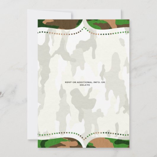 "De jacht is voorbij" Rustic Camo repesal Dinner Kaart (Achterkant)