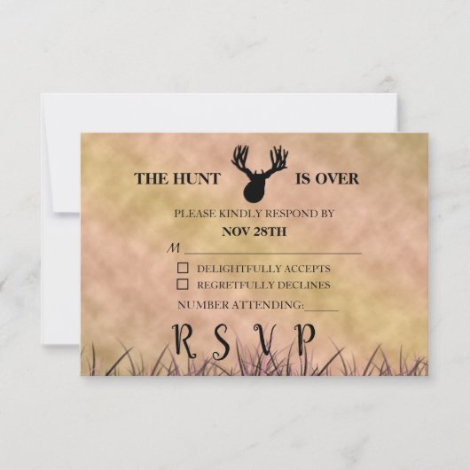 De jacht is voorbij Rustic RSVP Kaartje (Voorkant)