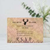 De jacht is voorbij Rustic RSVP Kaartje (Staand voorkant)