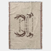 "De jacht is voorbij" rustieke aangepaste huwelijk Deken (Voorkant Verticaal)