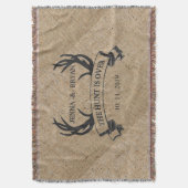 "De jacht is voorbij" rustieke aangepaste huwelijk Deken (Voorkant Verticaal)