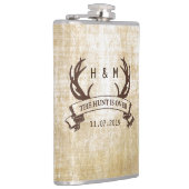 "De jacht is voorbij" rustieke aangepaste huwelijk Heupfles (Rechts)