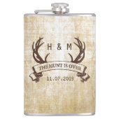 "De jacht is voorbij" rustieke aangepaste huwelijk Heupfles (Voorkant)