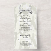 "De jacht is voorbij" Rustieke Camo bruiloft uitno All In One Uitnodiging (Binnen)