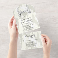 "De jacht is voorbij" Rustieke Camo bruiloft uitno