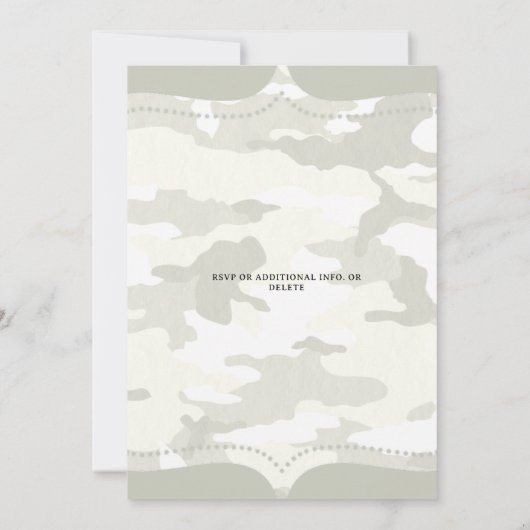 "De Jacht is Voorbij" Rustieke Camo Koppel Bruilof Kaart (Achterkant)