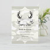 "De Jacht is Voorbij" Rustieke Camo Koppel Bruisba Kaart (Staand voorkant)