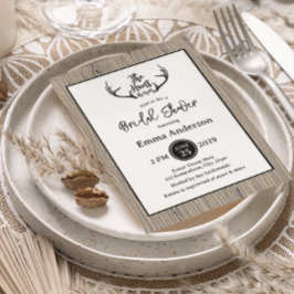 De jacht is voorbij Rustieke Geweien Houten Bruids Kaart