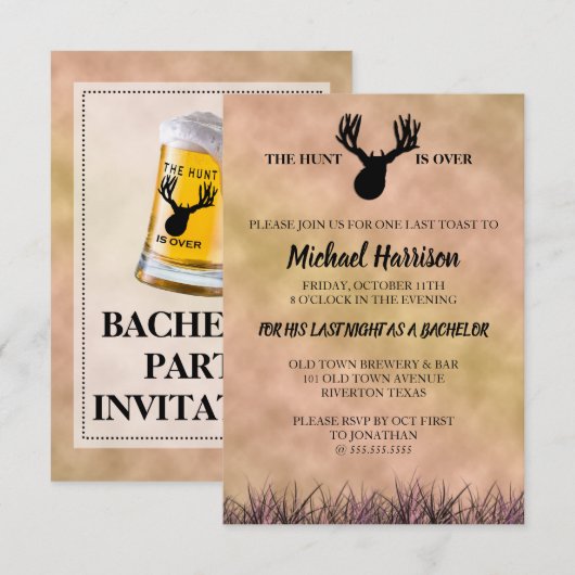 De jacht is voorbij vrijgezellenfeest kaart (Voorkant / Achterkant)