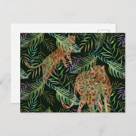 De jacht op exotische luipaarden in de oerwoud briefkaart (Voorkant / Achterkant)
