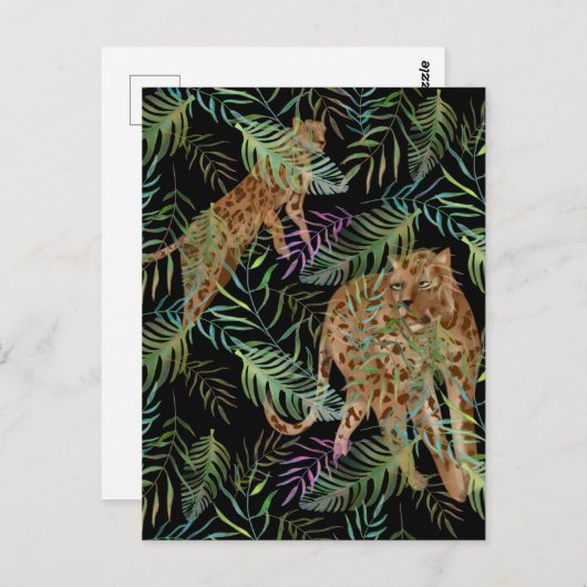 De jacht op wilde kattenluipaarden in het oerwoud briefkaart (Voorkant / Achterkant)