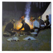 “De jachtmaaltijd” van Frederic Remington Tegeltje (Voorkant)