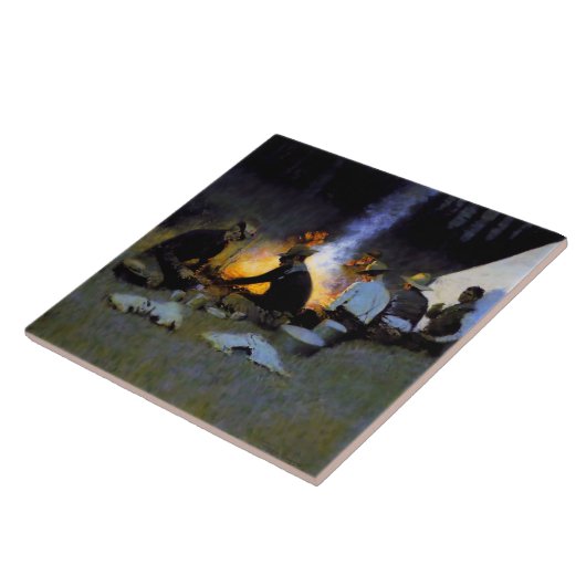 “De jachtmaaltijd” van Frederic Remington Tegeltje (Zijkant)