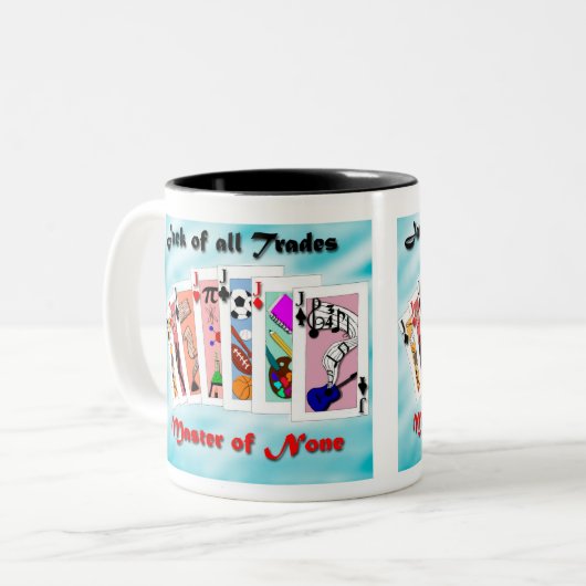 De Jack of all Trades Tweekleurige Koffiemok (Voorkant links)