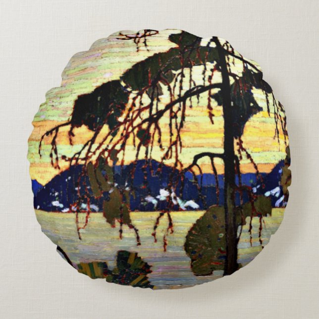 De Jack Pine Rond Kussen (Voorkant)