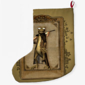 De jager, grappige, schattige gekko met pistool grote kerstsok (Achterkant)