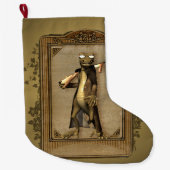 De jager, grappige, schattige gekko met pistool grote kerstsok (Voorkant)