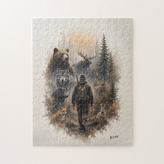 De jager, in de wilde stilte legpuzzel (Verticaal)