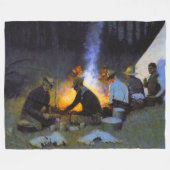 De jagers' avondmaal Frederic Remington Rustic Fleece Deken (Voorkant (Horizontaal))