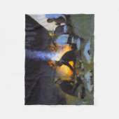 De jagers' avondmaal Frederic Remington Rustiek  Fleece Deken (Voorkant)