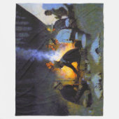 De jagersmaaltijd Frederic Remington Landelijk Fleece Deken (Voorkant)