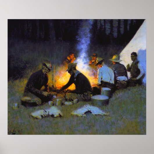 De jagersmaaltijd Frederic Remington Poster (Voorkant)