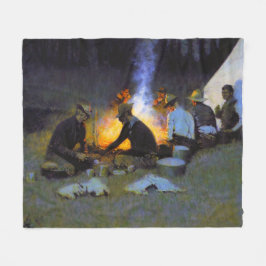 De jagersmaaltijd Frederic Remington Rustiek  Fleece Deken