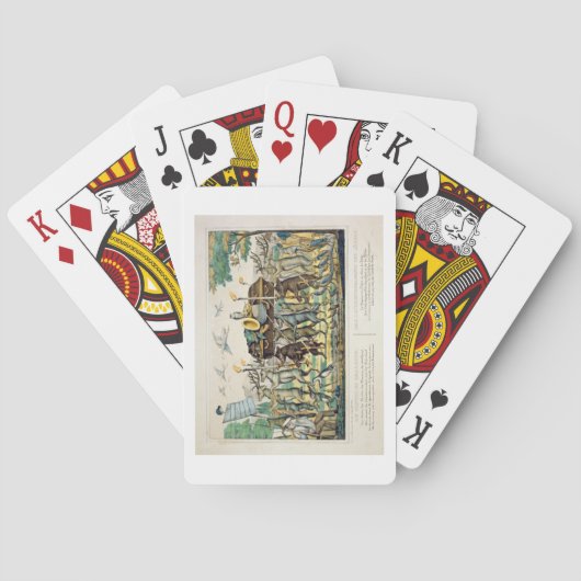 De jagersprocessie, c.1850 (handgekleurde litho pokerkaarten (Achterkant)