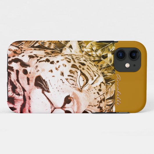 De Jaguar (goud/rood) Case-Mate iPhone Case (Achterkant (horizontaal))