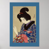 De  Japanse Afbeelding VROUW SEWING van begin 1900 Poster (Voorkant)
