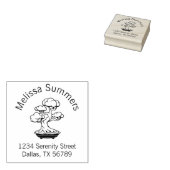 De Japanse Boom Bonsai in een Adres van de Zak van Rubberstempel (Gestempeld)