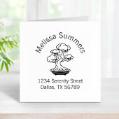 De Japanse Boom Bonsai in een Adres van de Zak van Rubberstempel