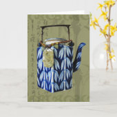 De Japanse Collage van de Theepot Kaart (Gele Bloem)