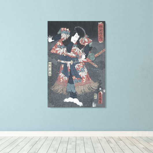 De Japanse Druk van de Houtsnede van Ichikawa Canvas Afdruk (Insitu (Houten vloer))
