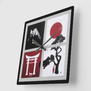 De Japanse Geest Schilderij van Alfred Fox Vierkante Klok
