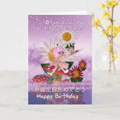 De Japanse Kaart van de Verjaardag met Leuke Fee - (Gele Bloem)